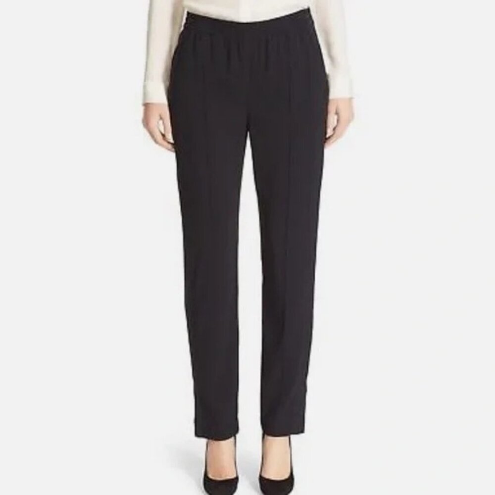 Theory‎ Viewpine C Bergen Ankle Zip Pockets Black Pants Elastic Waist Size 0